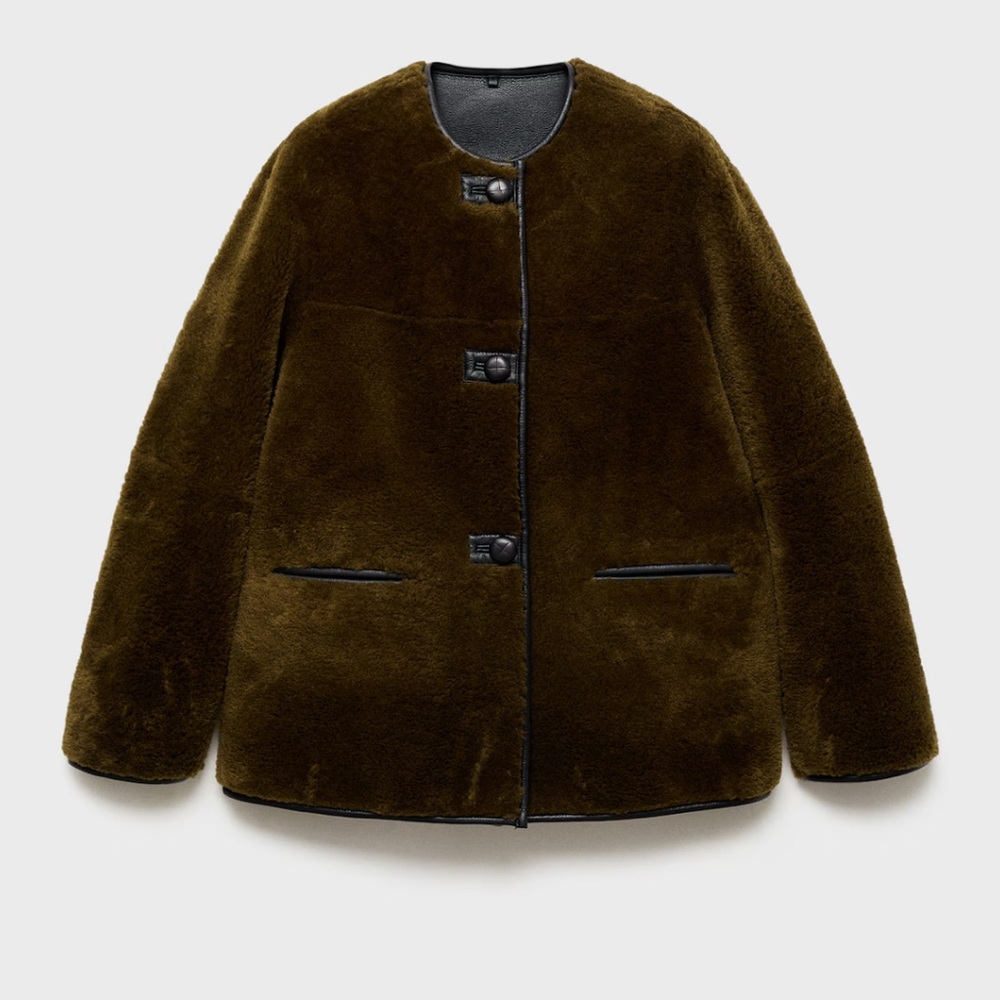 Faux Fur Mango MNG Coat Jacket Buttons XS EUC SOLD OUT